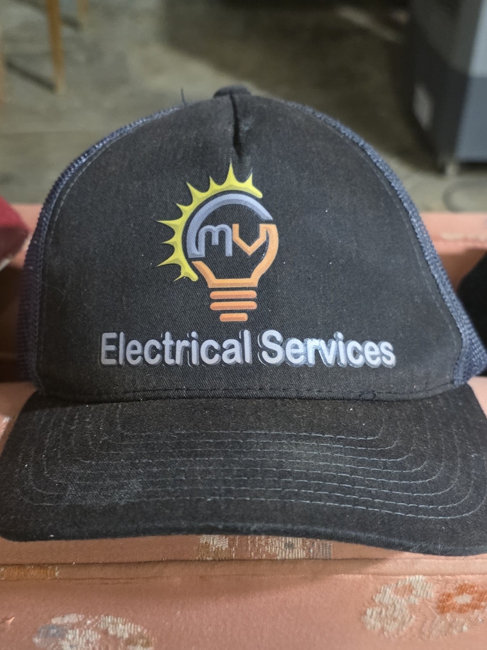 Black Electrical Services Logo Trucker Hat
